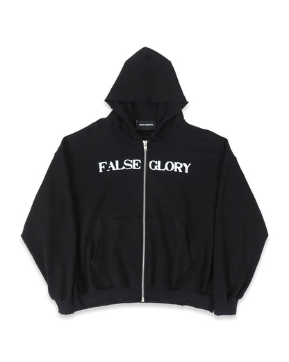 FALSE GLORY ZIP-UP HOODIE (BLACK)
