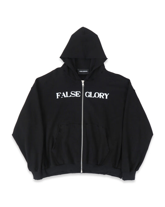 FALSE GLORY ZIP-UP HOODIE (BLACK)